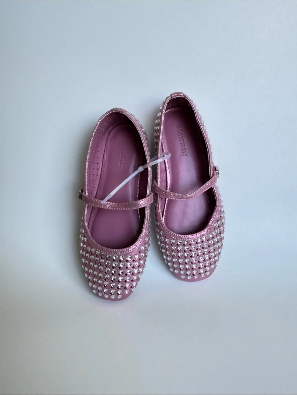 Nordstrom Girls' Pink Rhinestone Mary Jane Flats